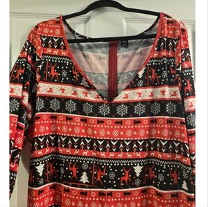 SHEIN Red and Black Festive Blouse